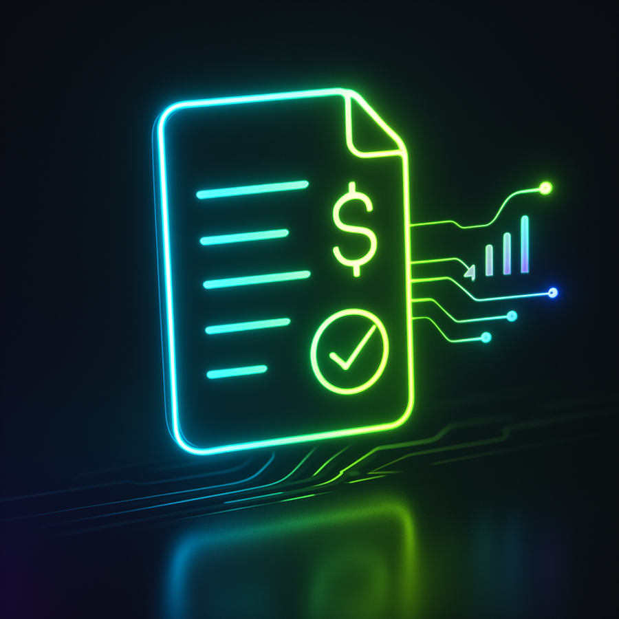 Invoicing / Billing System service — neon glowing invoice
