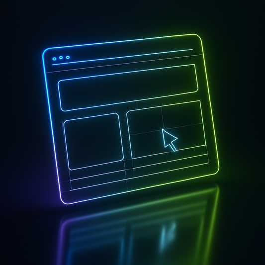 Website Design service — neon glowing browser wireframe